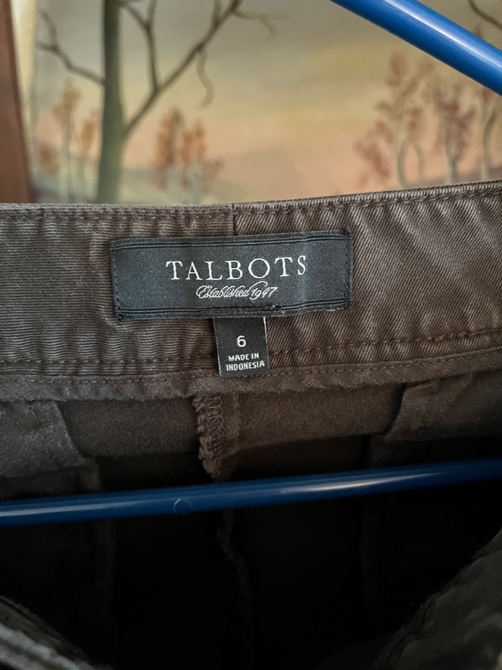Talbots Brown Wide-Leg Cotton Pants - Picture 2 of 3